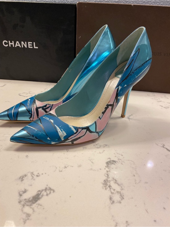 Dior Shoes - Dior Blue & Pink Metallic Leather Pointed-Toe Stiletto Pumps Size 40.5